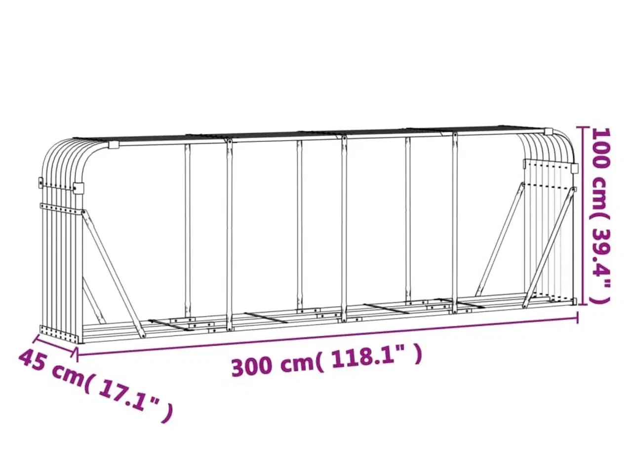 Billede 9 - Brændestativ 300x45x100 cm galvaniseret stål antracitgrå