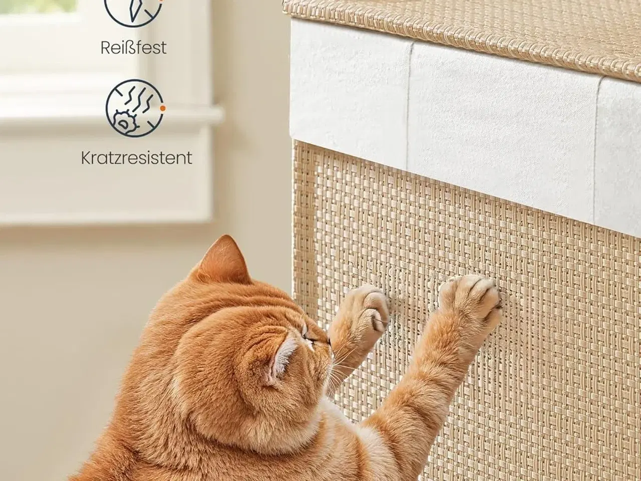 Billede 4 - Vasketøjskurv med hjul HOME, 2 rum, 100 l, med låg, natur beige/mat hvid