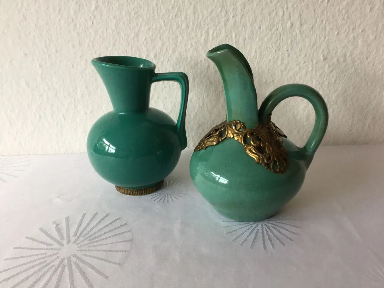 Billede 1 - Gl tyrkis keramik vase