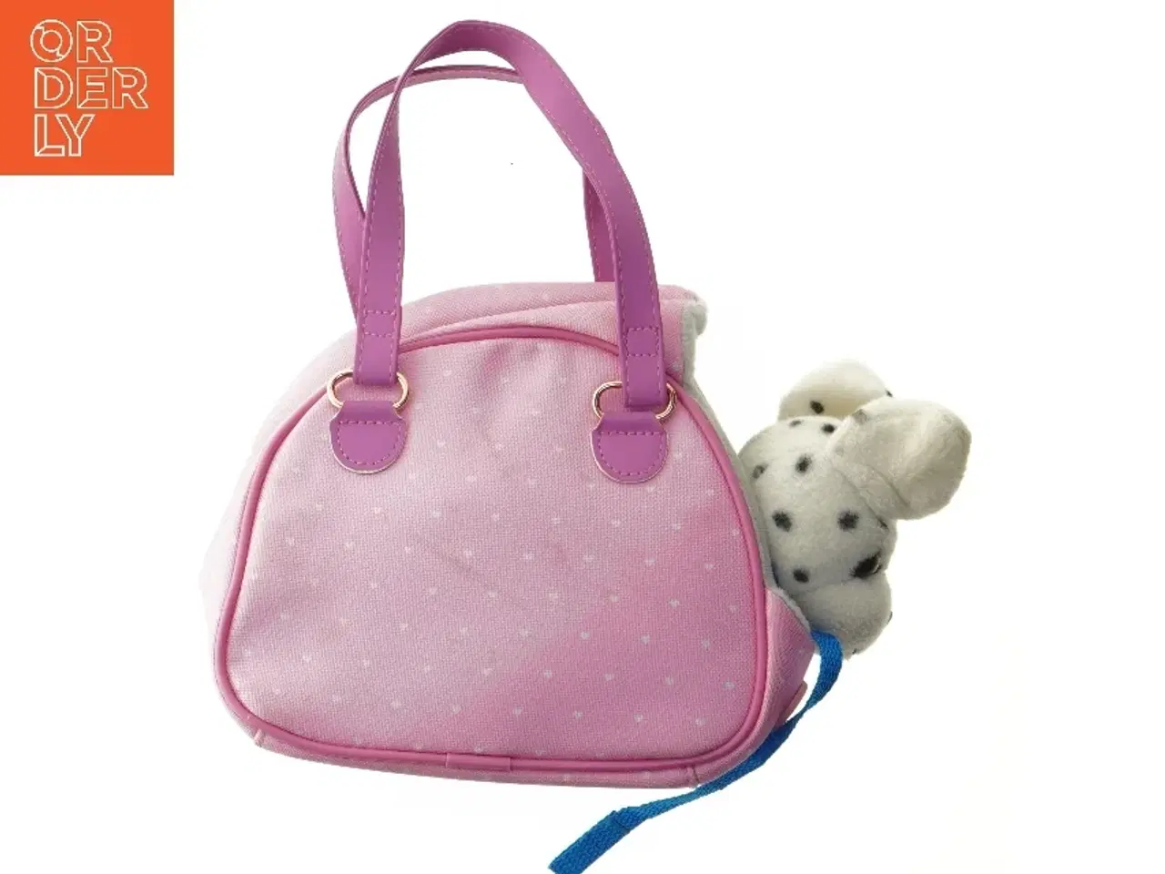 Billede 3 - Lyserød taske med dalmatinerskulptur (str. 22x18 cm)