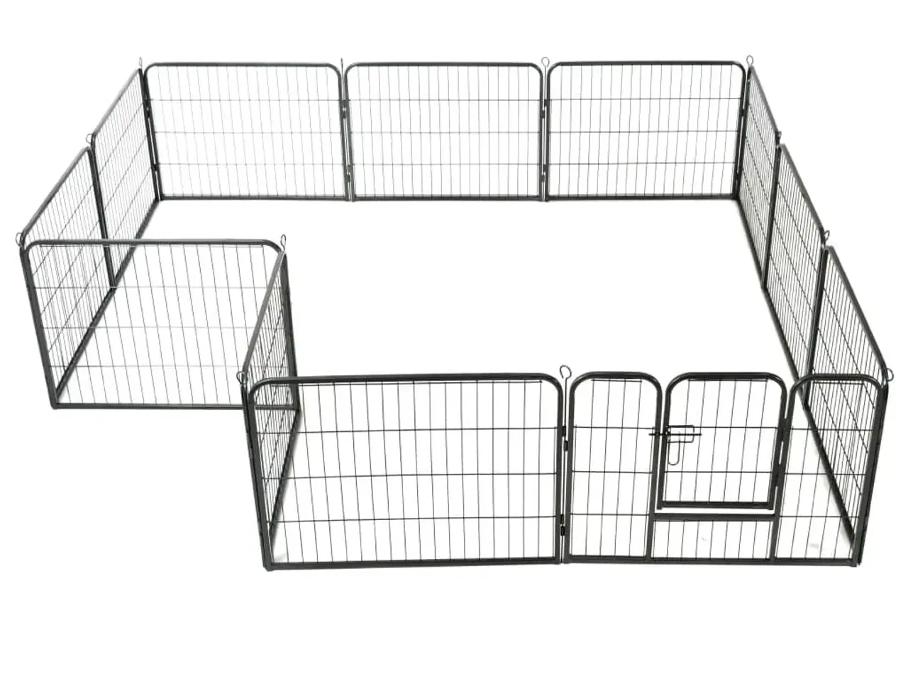 Billede 4 - Løbegård til hunde 12 paneler sort 80 x 60 stål