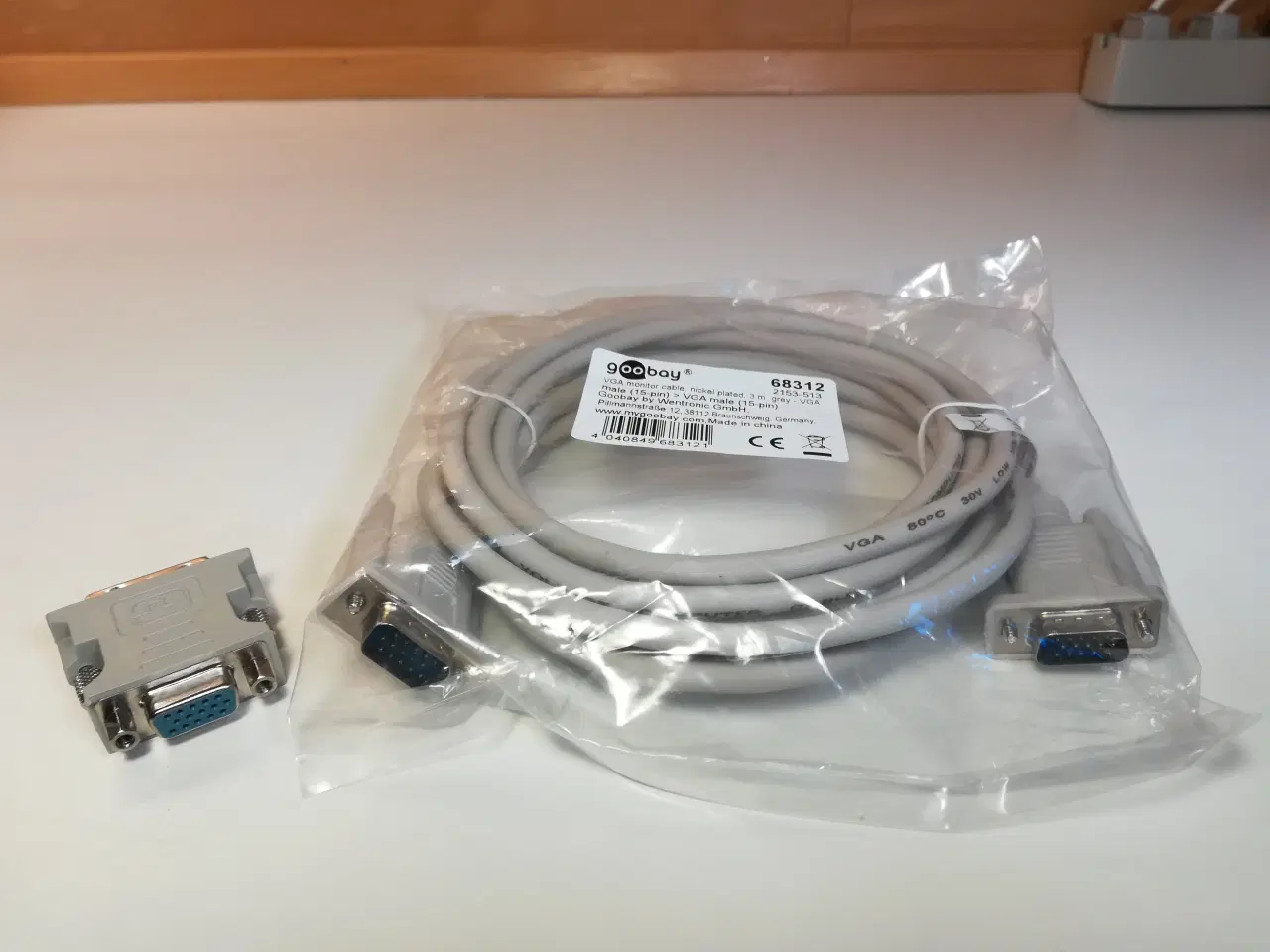 Billede 1 - Goobay VGA monitor kabel, 3 m + DVI/VGA adapter