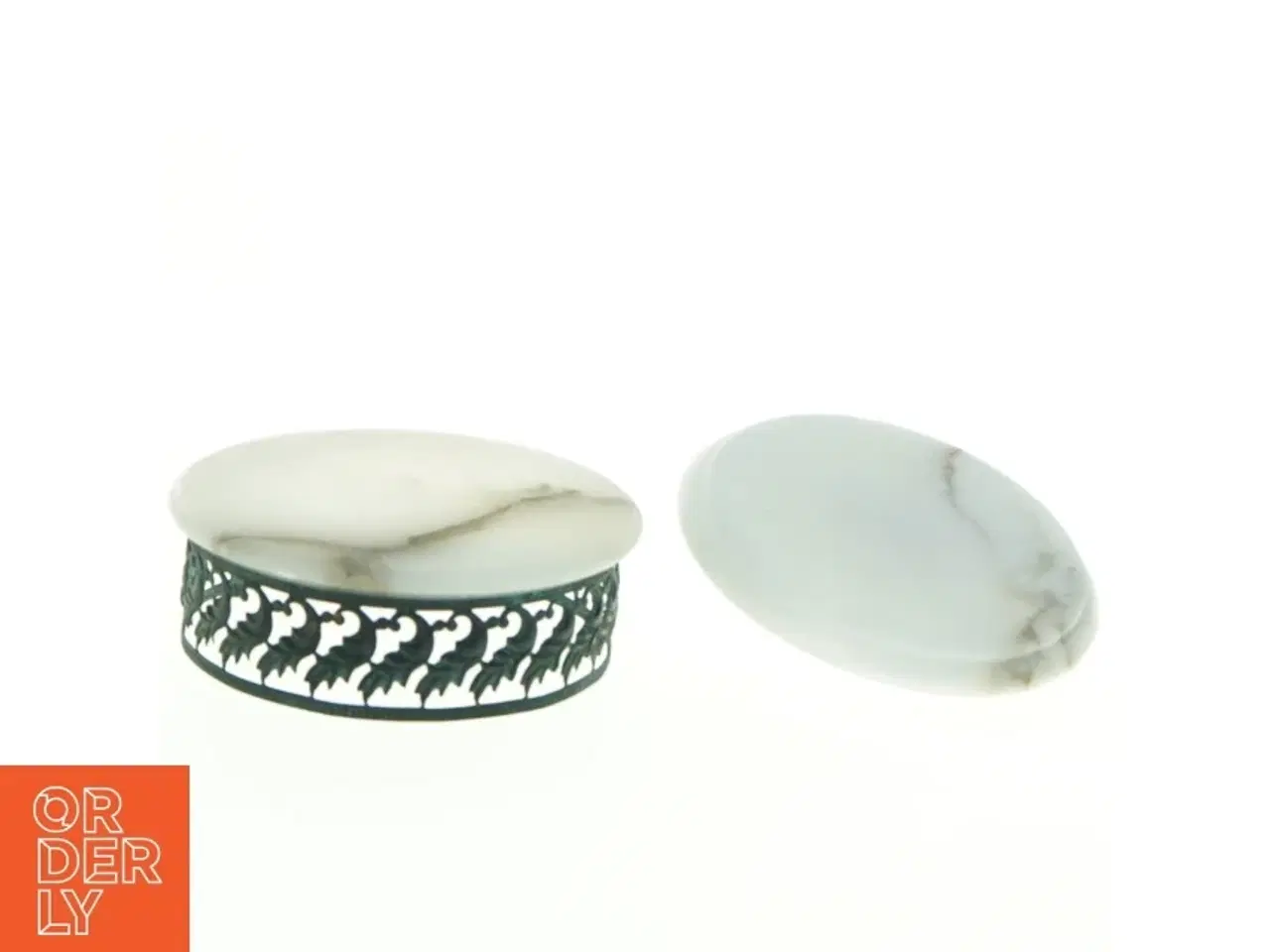 Billede 6 - Dekorativ marmor Potpourri krukke med guldkant og låg (str. 11 x 4 cm)