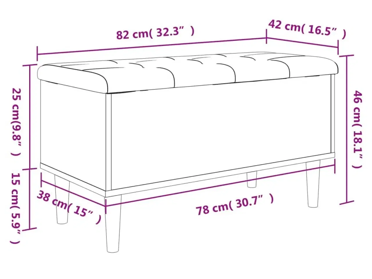 Billede 10 - Opbevaringsbænk 82x42x46 cm konstrueret træ hvid