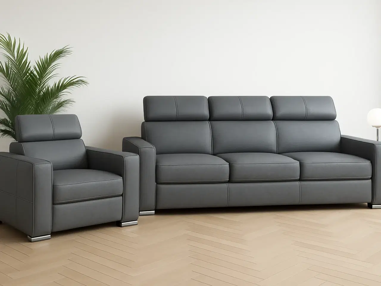 Billede 1 - STRAKS FORSENDELSE SÆT ÆGTE LÆDER ROYALS 295 + LÆNESTOL D-26