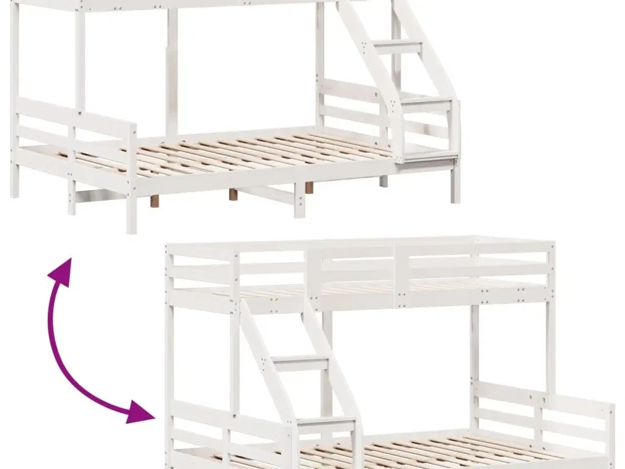 Billede 8 - Køjeseng 90x200/140x200 cm massivt fyrretræ hvid