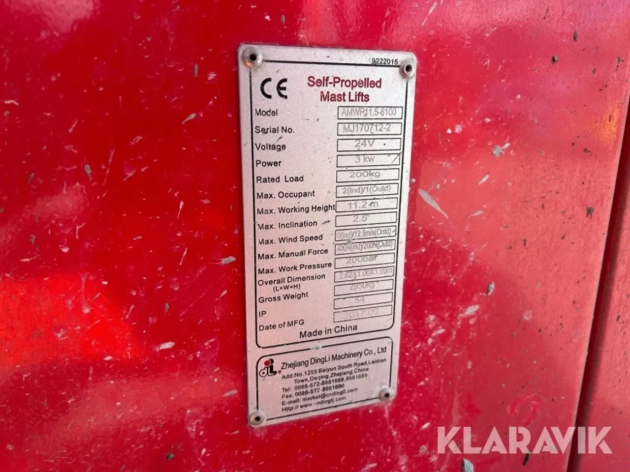Billede 5 - Søjlelift Dingli AMWP11.5-8100