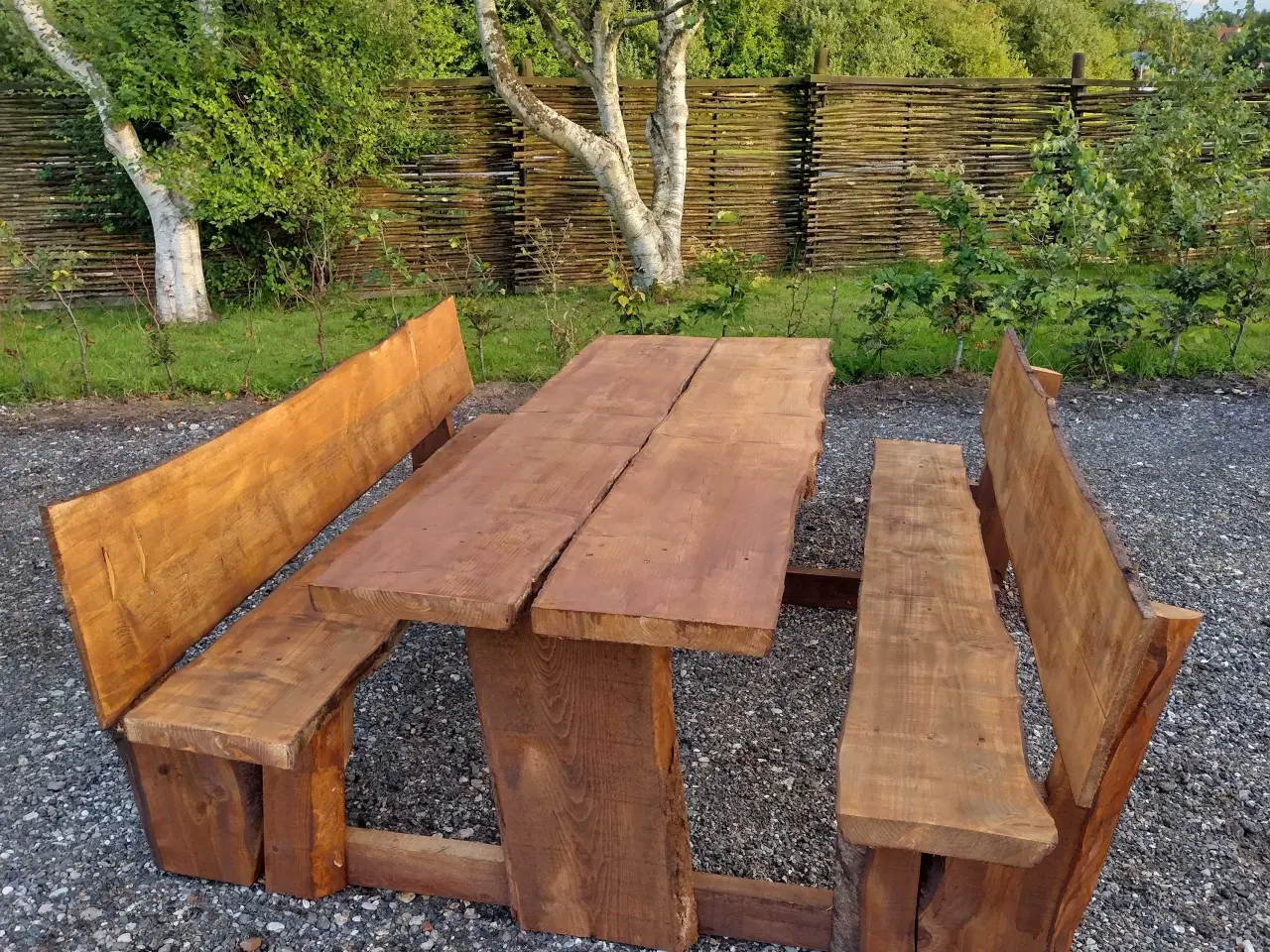 Billede 1 - Bord-bænke sæt i lærk og asketræ planker.
