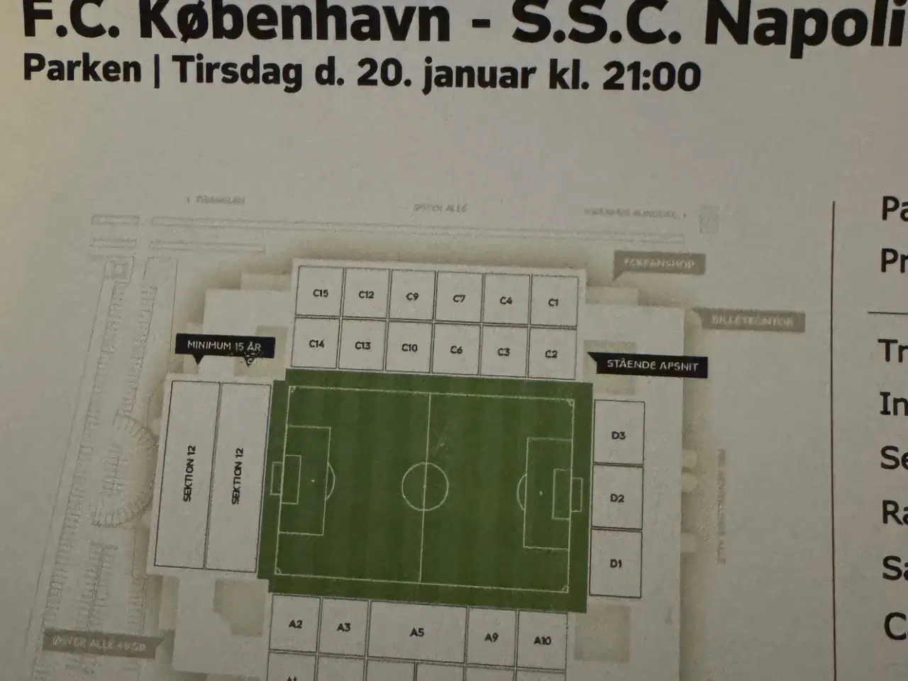 Billede 1 - FCK-Napoli billetter sælges - 2 stk.