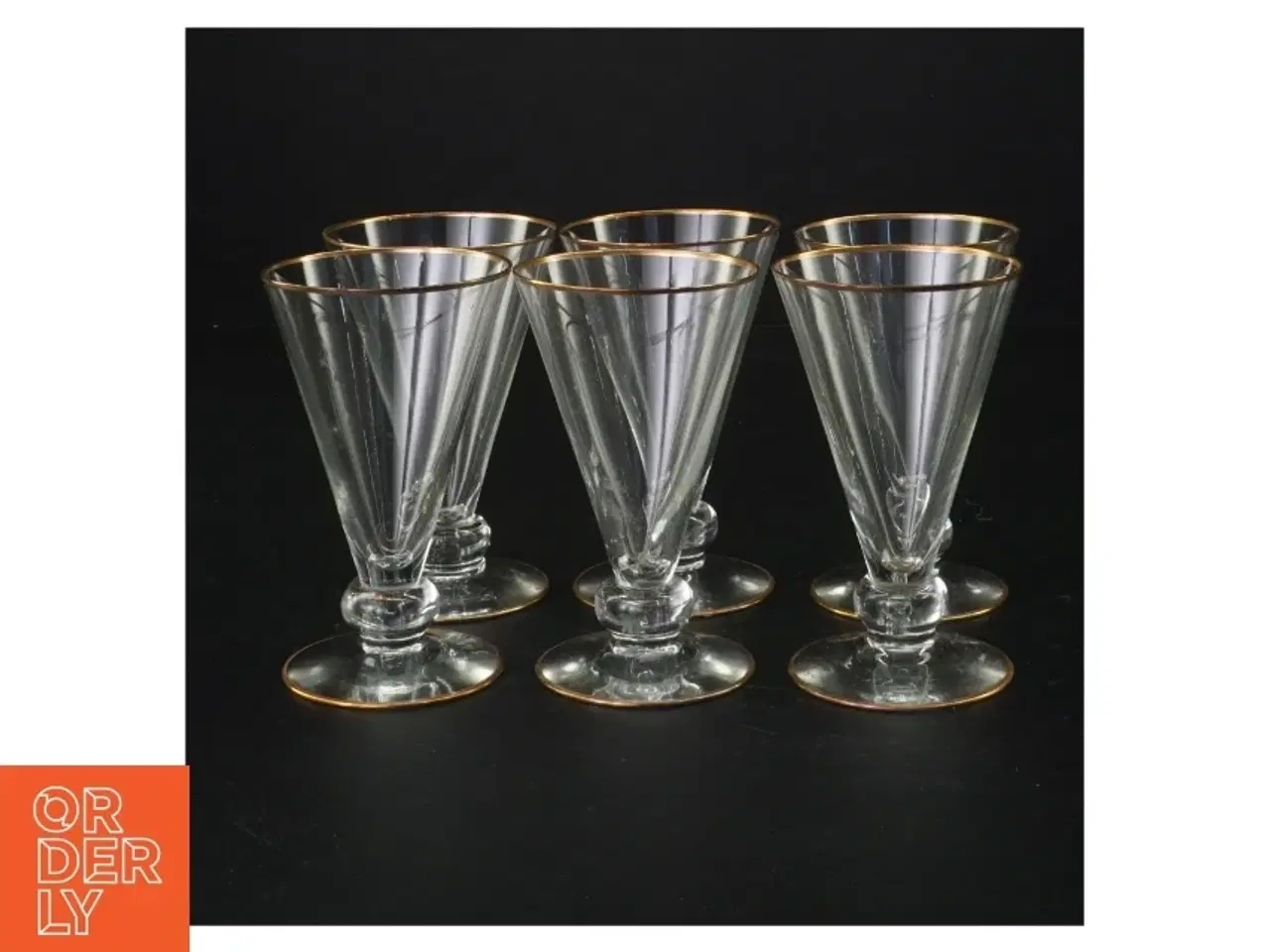 Billede 1 - Vintageglas med guldkant (str. 10 x 6 cm)