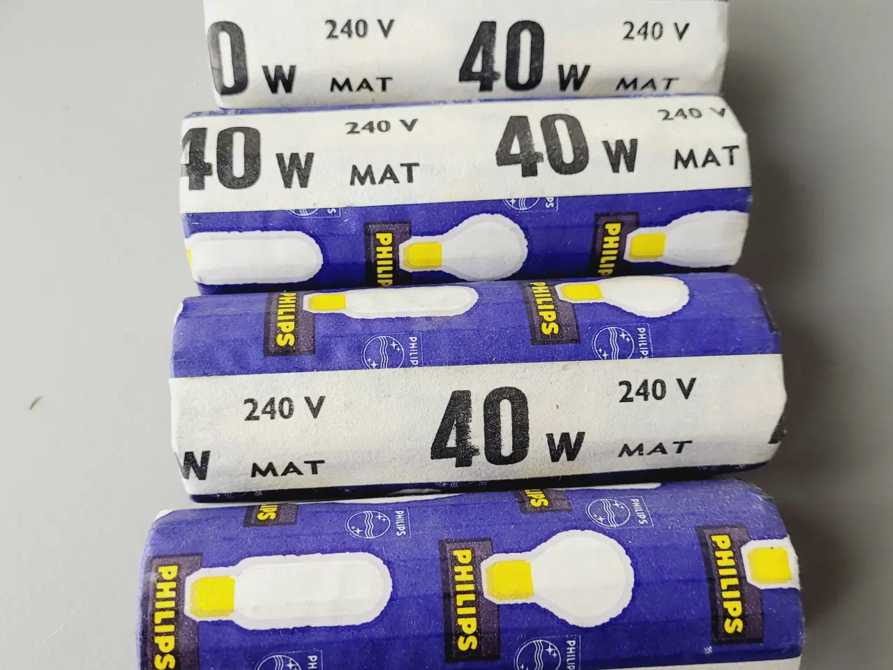 Billede 1 - ⭐️: 4 stk. Vintage Philips "MAT" glødepærer – 40W