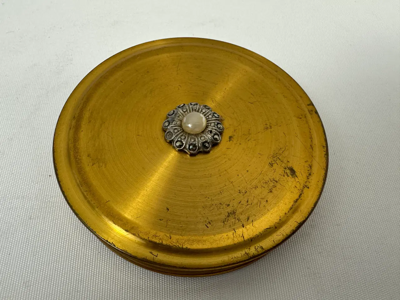 Billede 2 - Vintage messing pudderdåse m. spejl
