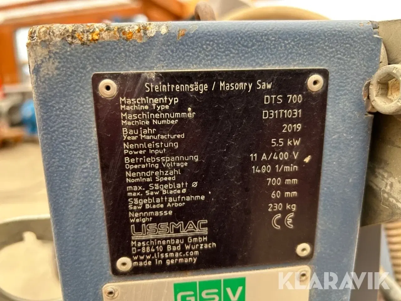 Billede 12 - Stenskæremaskine Lissmac DTS 700