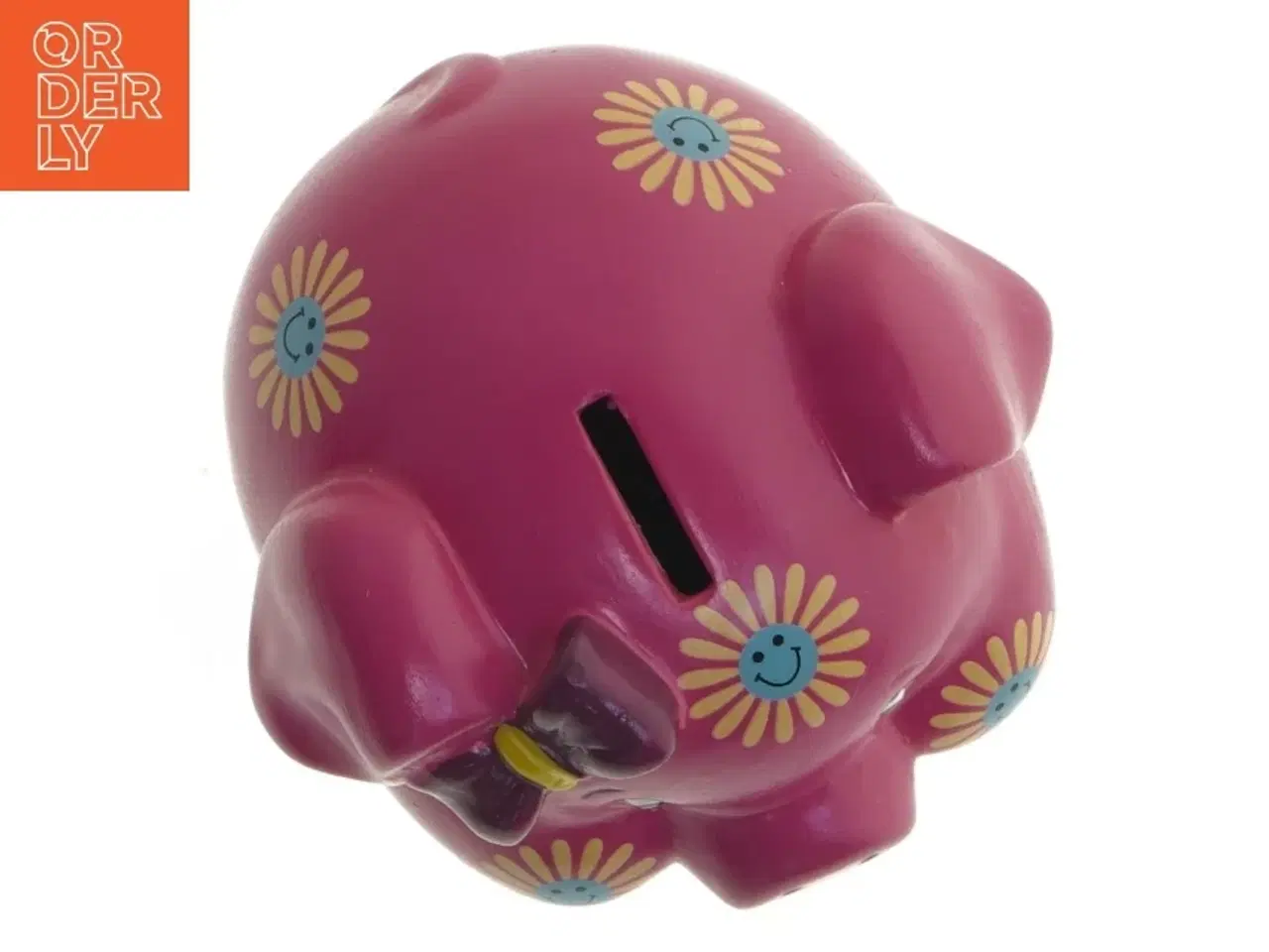 Billede 5 - Lyserød sparegris med blomster (str. 14 cm)