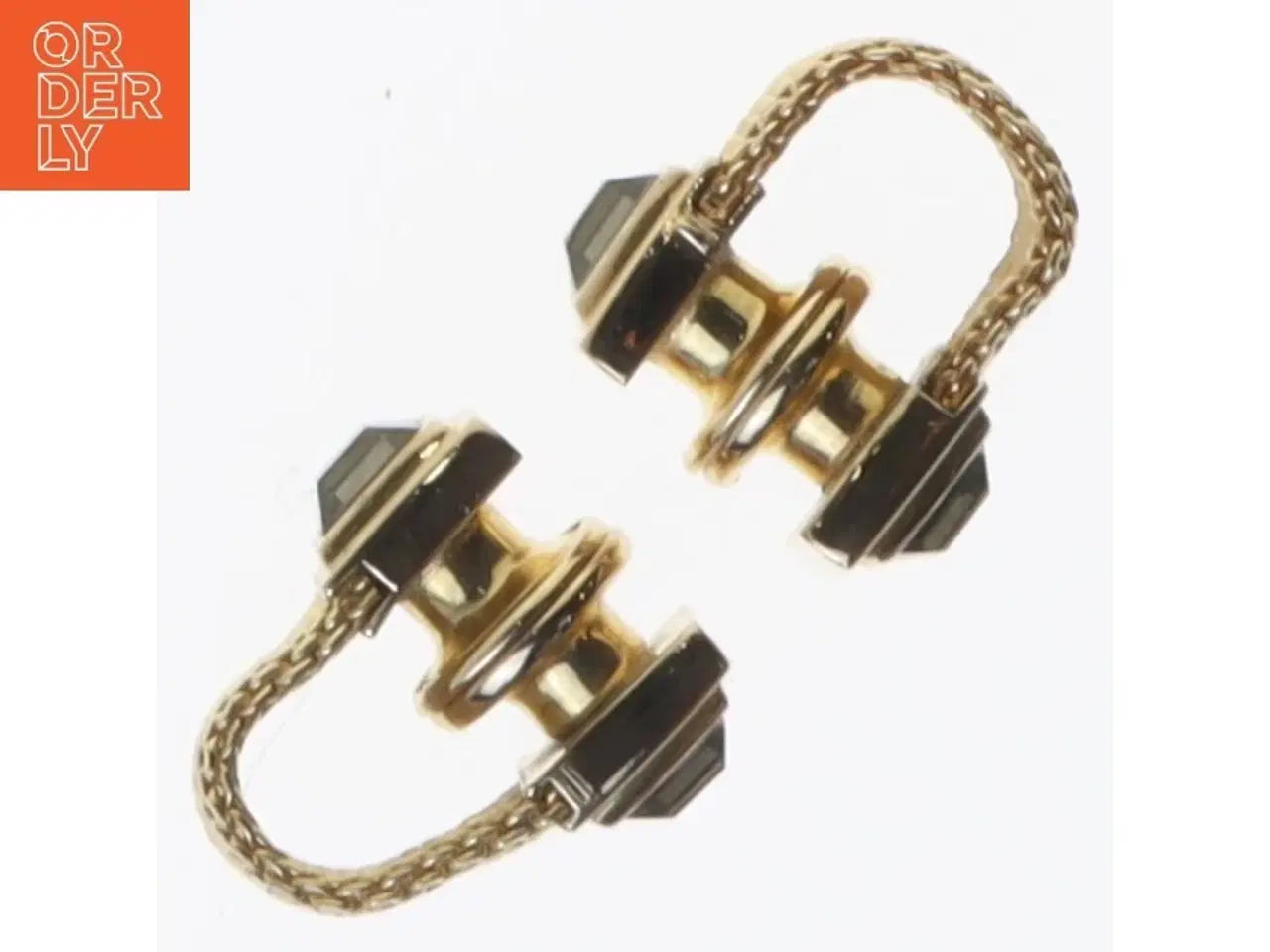 Billede 2 - Guld manchetknapper med sort sten (str. En komma 8 x en komma 8 x nul komma 7 cm)