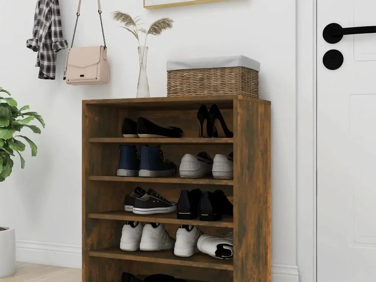 Billede 3 - Skoreol 60x35x70 cm konstrueret træ røget egetræ