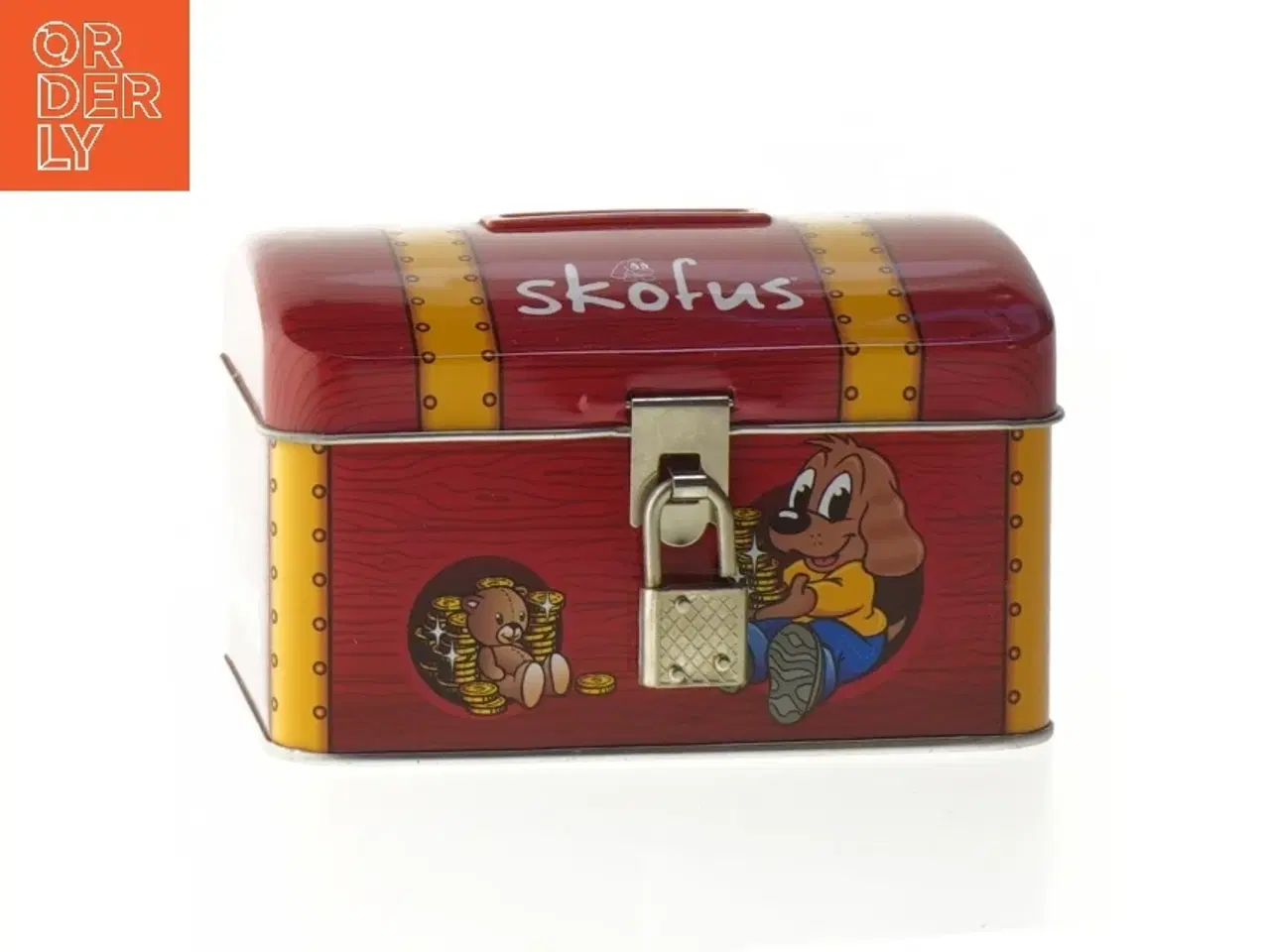 Billede 1 - Børne sparebøsse med lås fra Skofus (str. 7x12,5x9 cm)