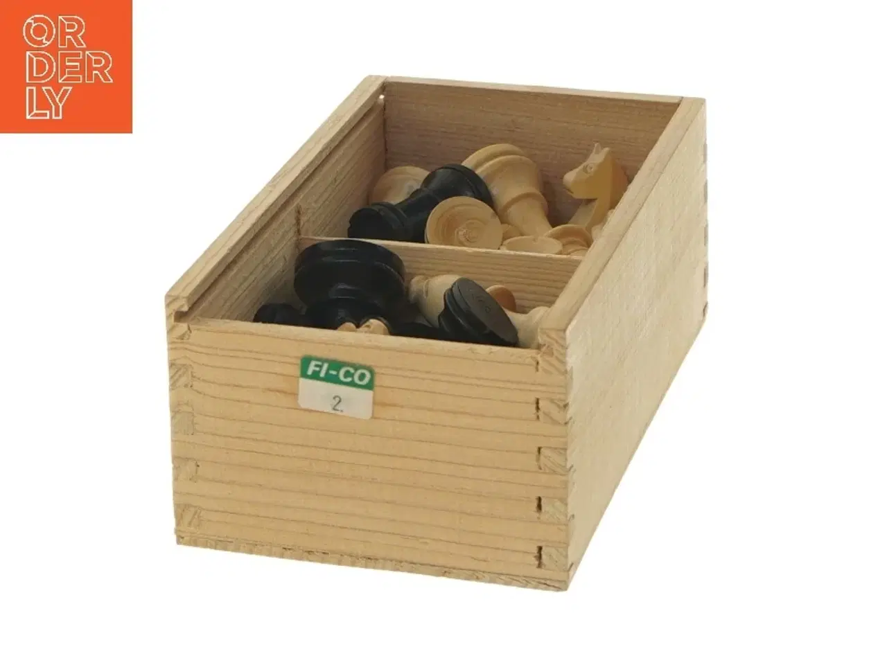 Billede 3 - Skakbrikker i trækasse (str. 17,5x9,5 cm)