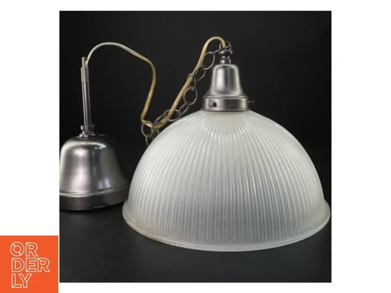 Billede 1 - Loftlampe med glas og metal (str. 30 cm)