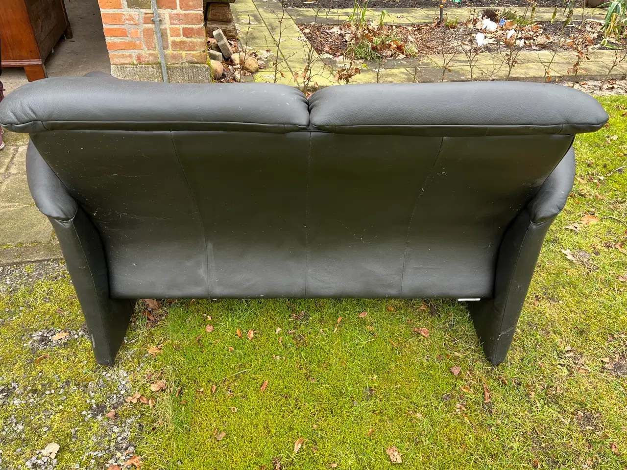 Billede 3 - Sort læder sofa fra
