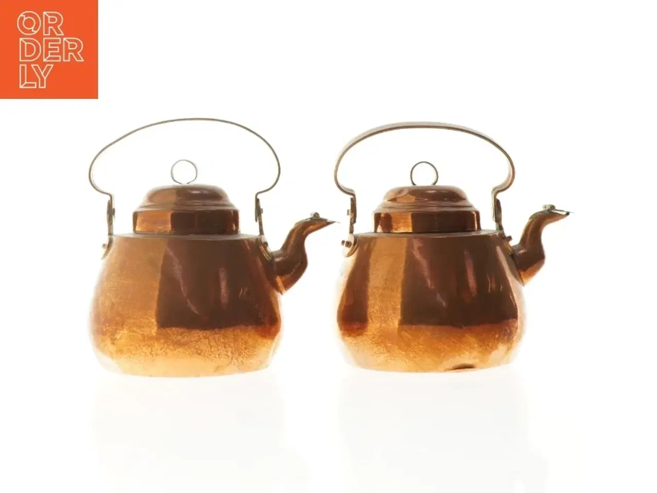 Billede 1 - Antik kobbertekedel, 2 stk (str. 19 x 19 x 15 cm)