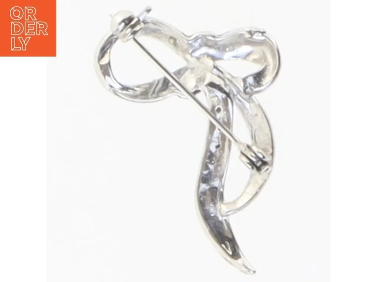 Billede 2 - Sølvfarvet broche med sten (str. 2 cm)