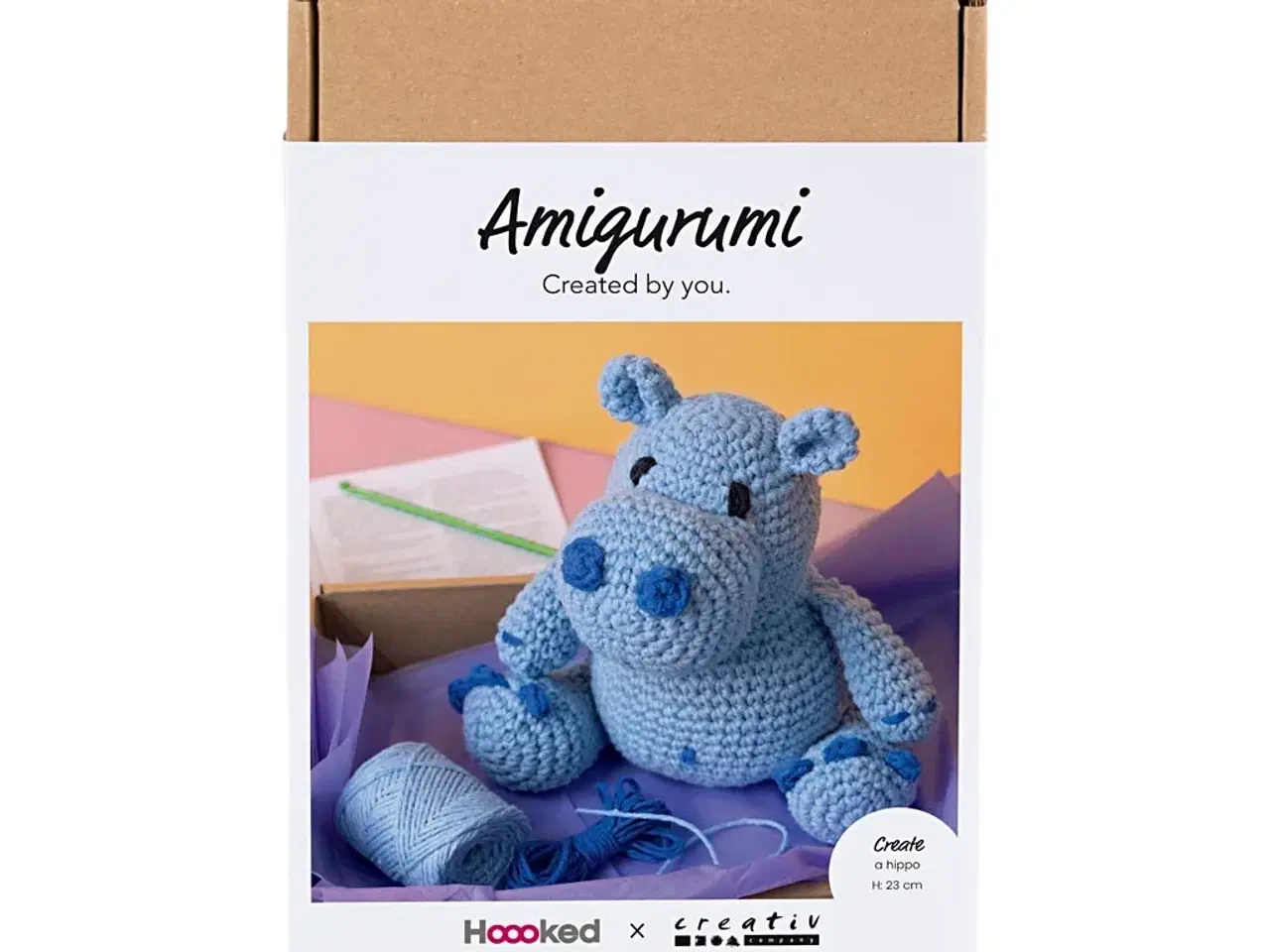 Billede 1 - DIY Kit Amigurumi, Flodhest, blå, lys blå, 1 pk.