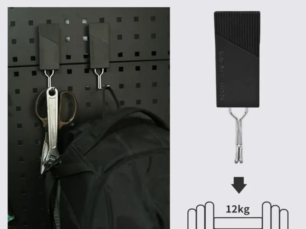 Billede 2 - 4 stk. Magnetisk krog MH1-S – enkelt krog med 12 kg trækkraft