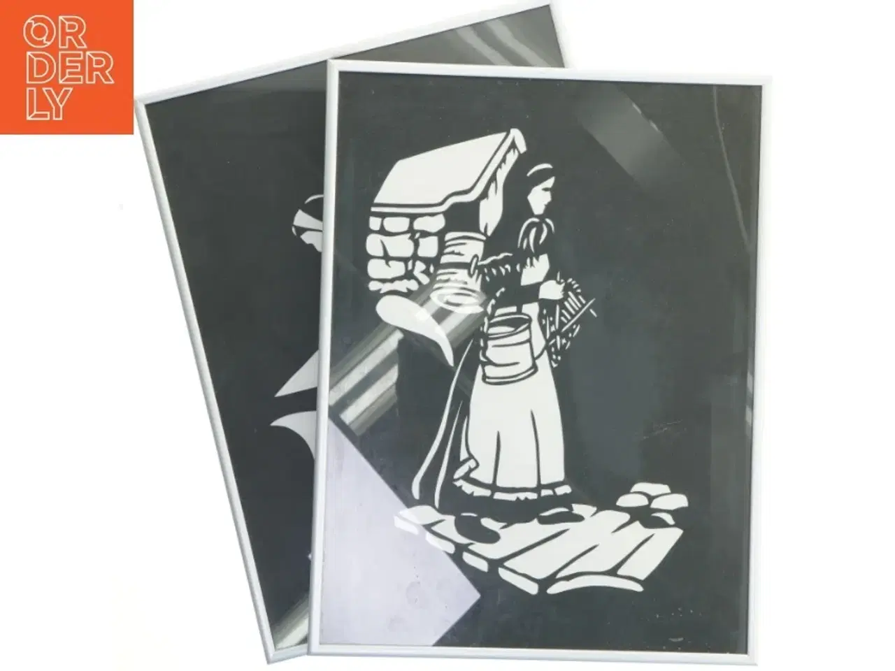 Billede 1 - 2 flotte udskåret billeder i rammer (str. 41x31 cm)