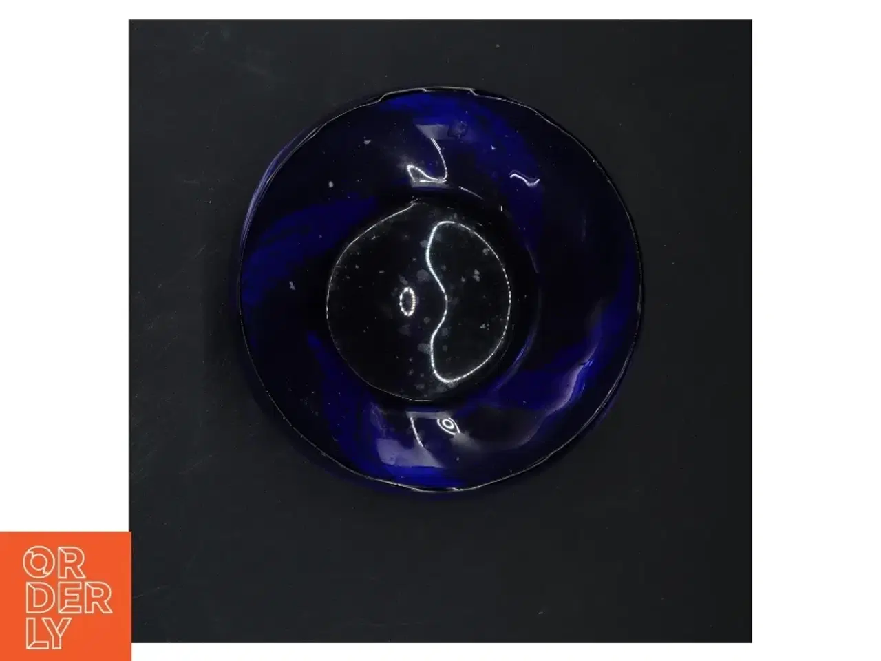 Billede 2 - Blå glasskål med mønster (str. 10x16 cm)