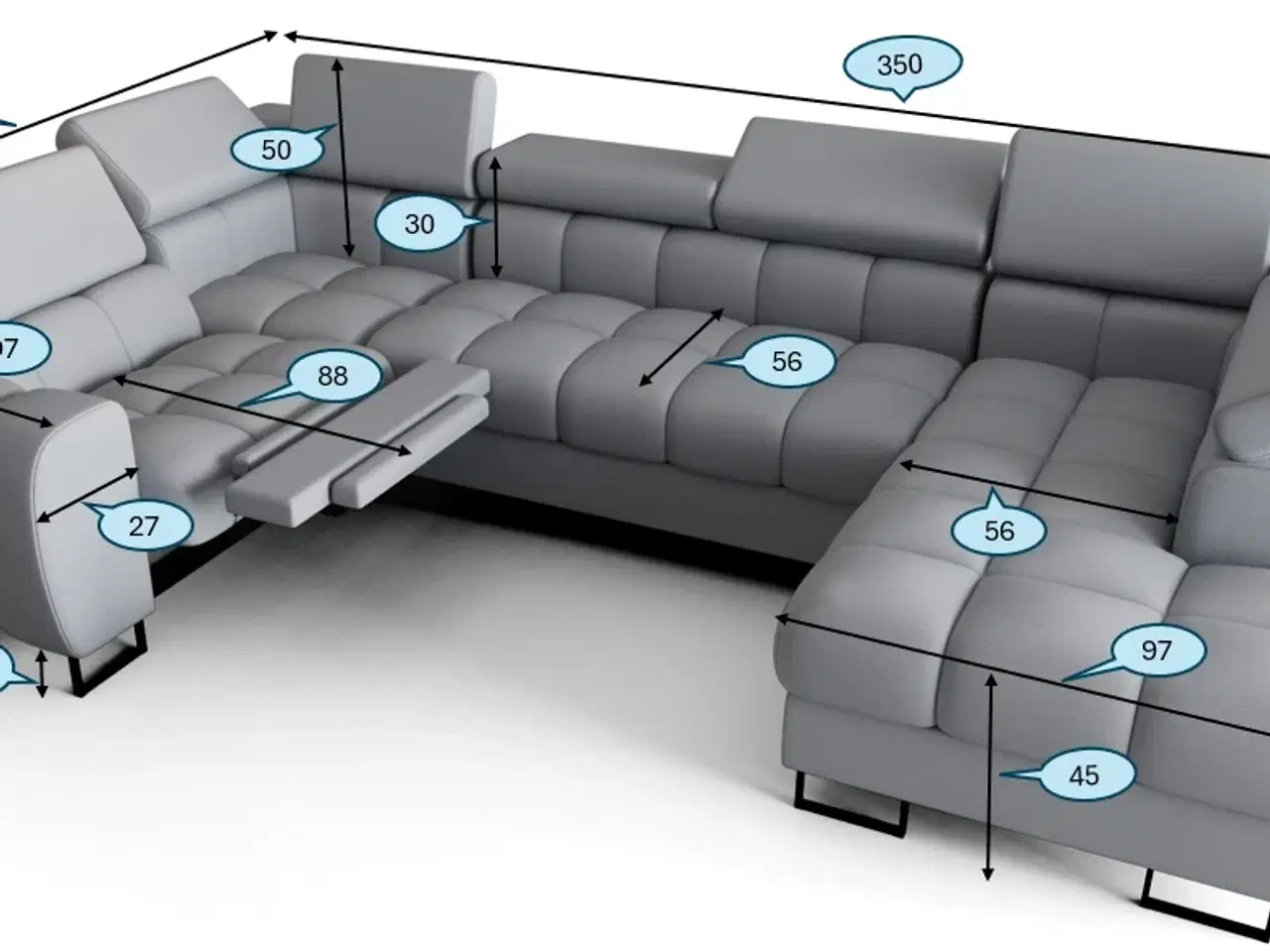 Billede 3 - ASPER MAX II RELAX HJØRNESOFA 198x350x170 CM