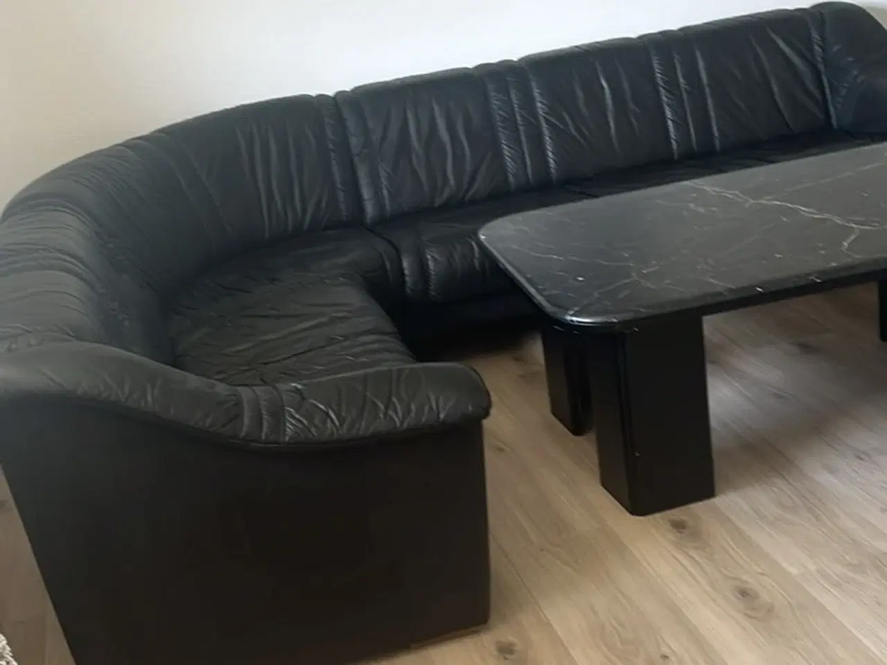 Billede 1 - Læder hjørnesofa. 