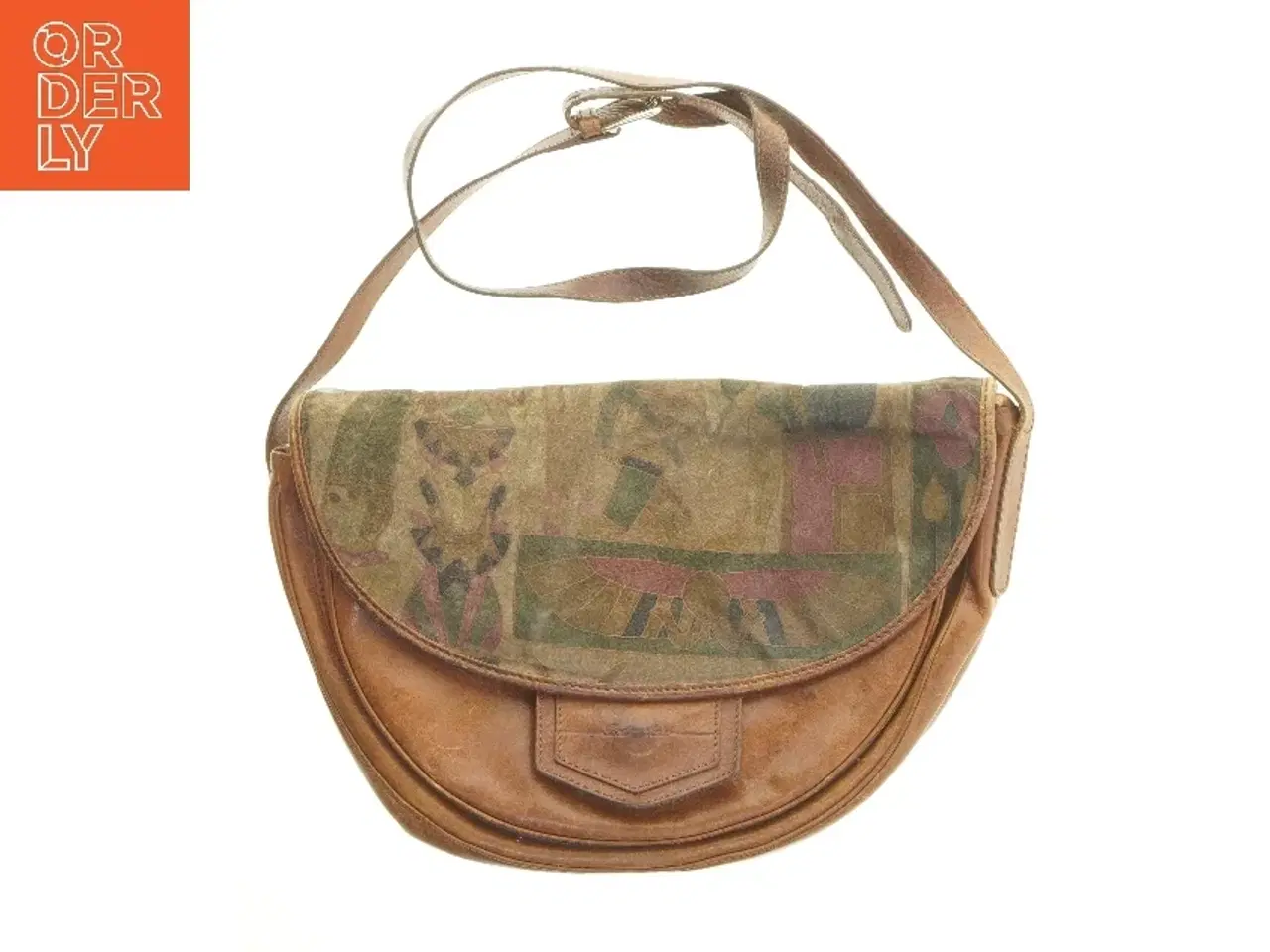 Billede 1 - Vintage læder rygsæk med egyptisk motiv (str. 38x25 cm)
