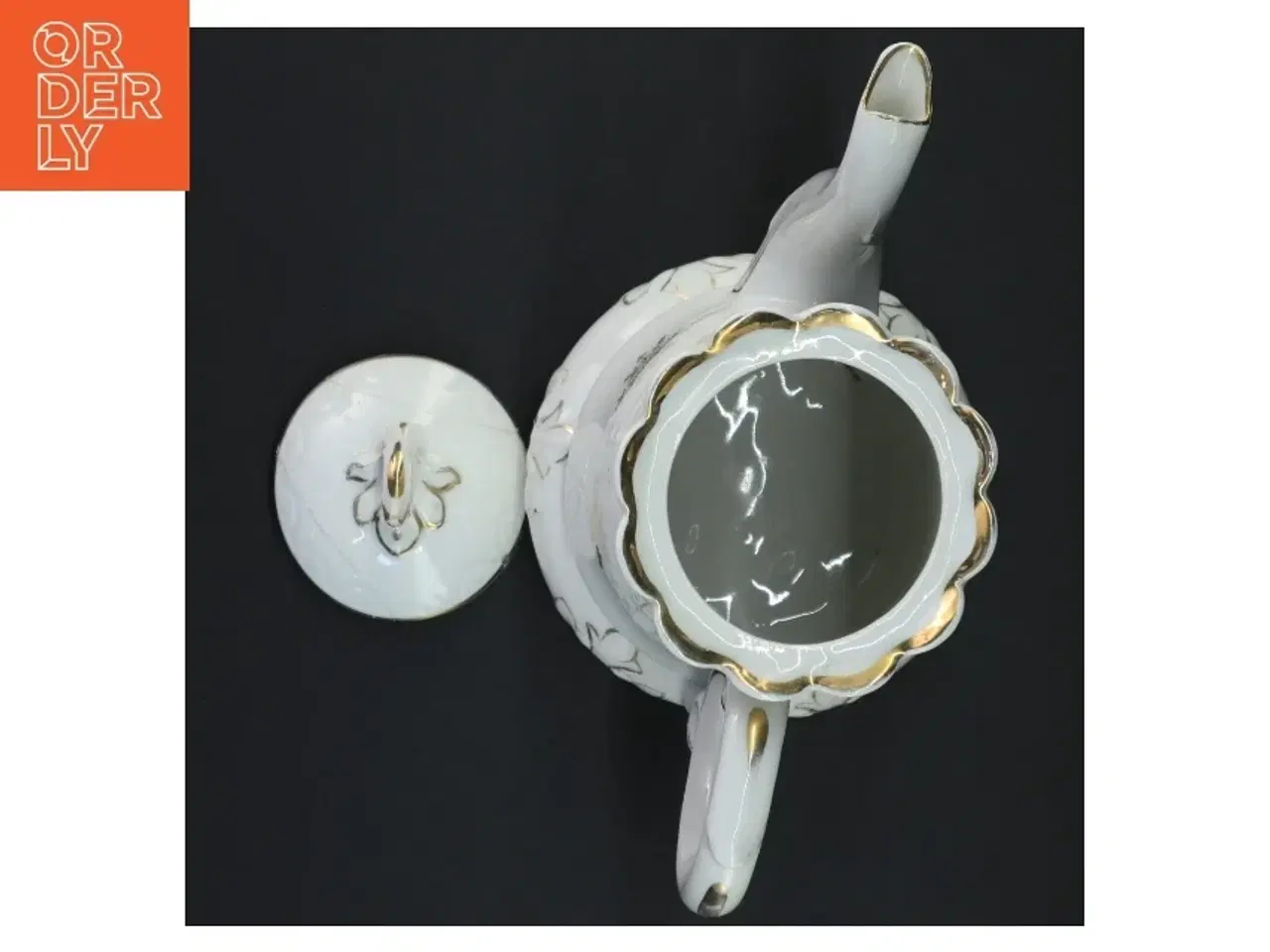 Billede 5 - Antik kaffekande i hvidt porcelæn med guld, Bing & Grøndahl (str. 24 x 13 cm)