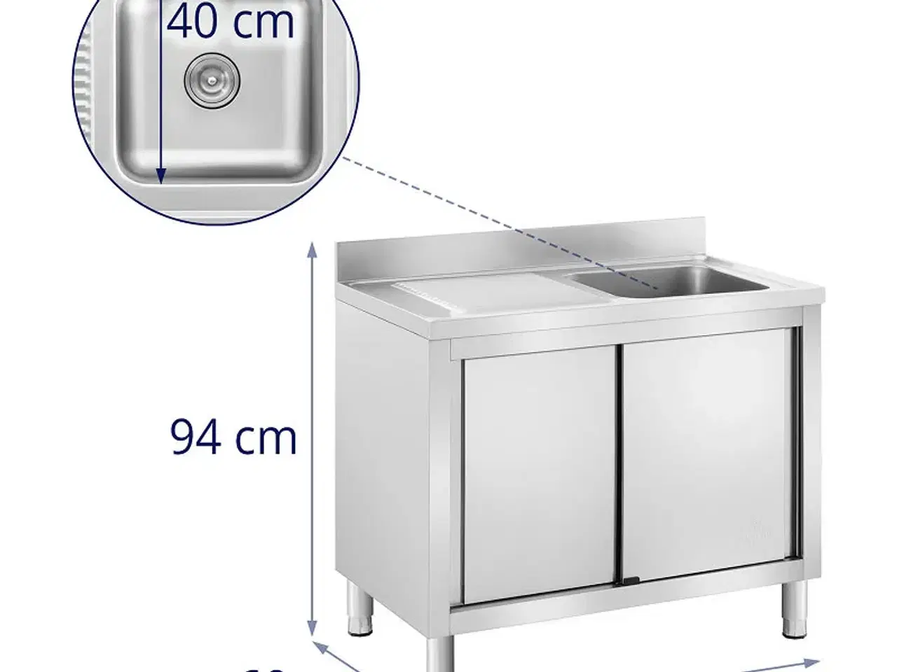 Billede 2 - Køkkenvask stål – 400 x 400 x 240 mm