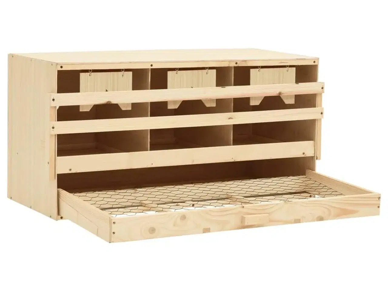 Billede 4 - Redekasse til høns med 3 rum 72x33x38 cm massivt fyrretræ