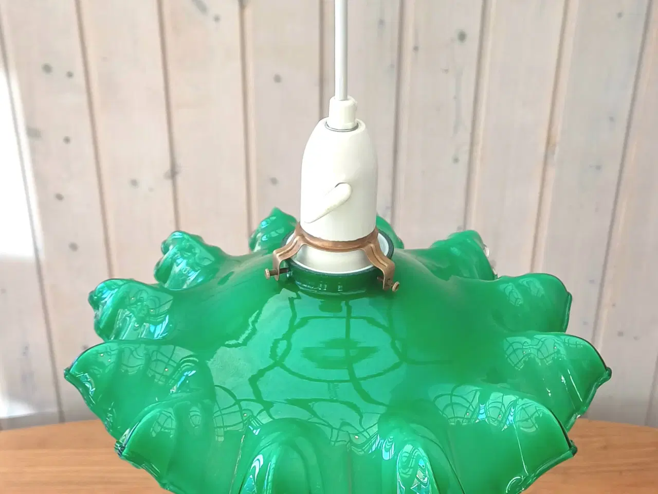 Billede 7 - Retro/vintage loftlampe med grøn glasskærm