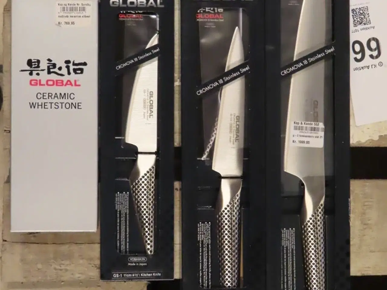Billede 2 - 3 stk. Knive GLOBAL & slibesten
