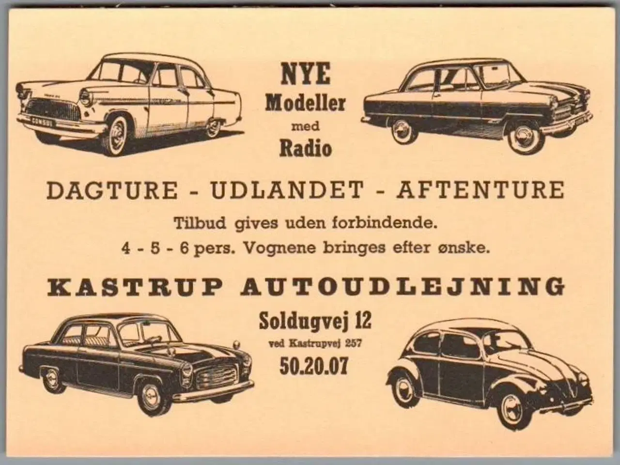 Billede 1 - Kastrup Autoudlejning - Kartonkort - Ubrugt