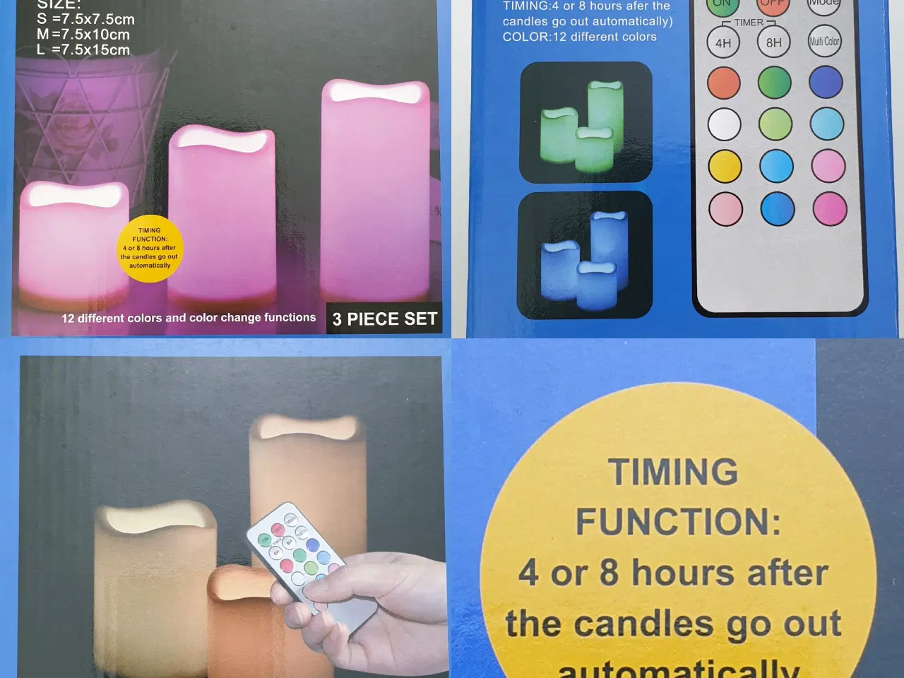 Billede 5 - NY! 3 LED Vokslys 12 Forskellige Farver + Fjernbet