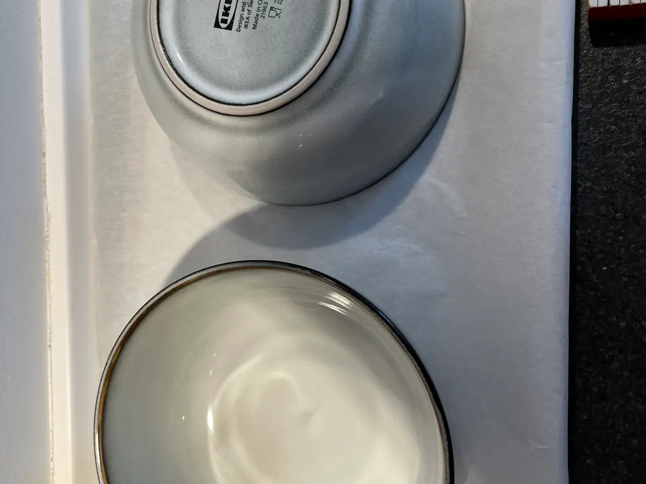 Billede 1 - IKEA Skåle Keramik Lys grå med brun kant