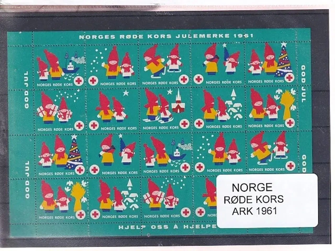 Billede 1 - Norge - Røde kors Julemærkeark - 1961