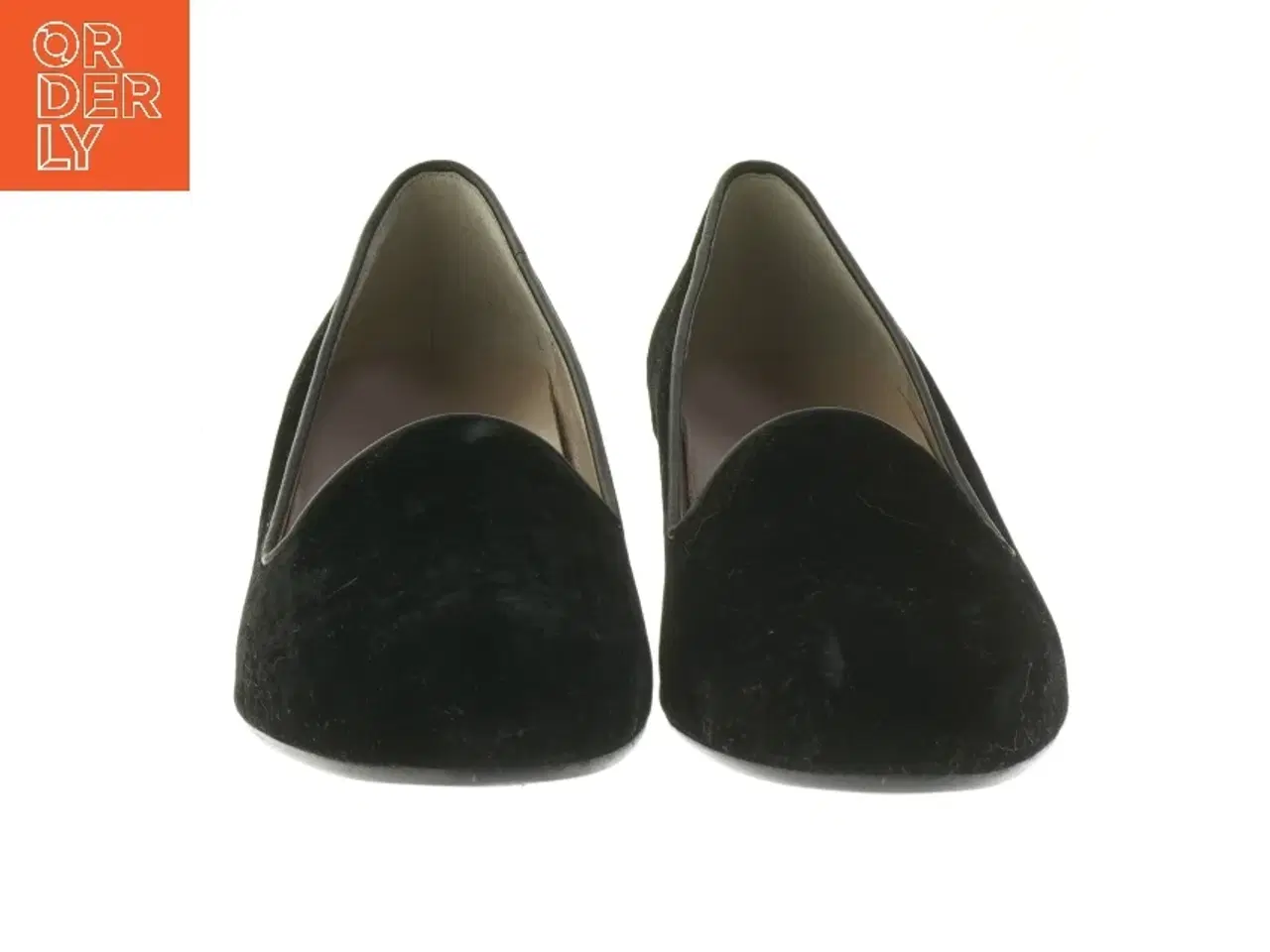 Billede 3 - Roccamore, Kimberly Black, Sorte velourloafers med blokhæl og kalveskind for (str. 35 )
