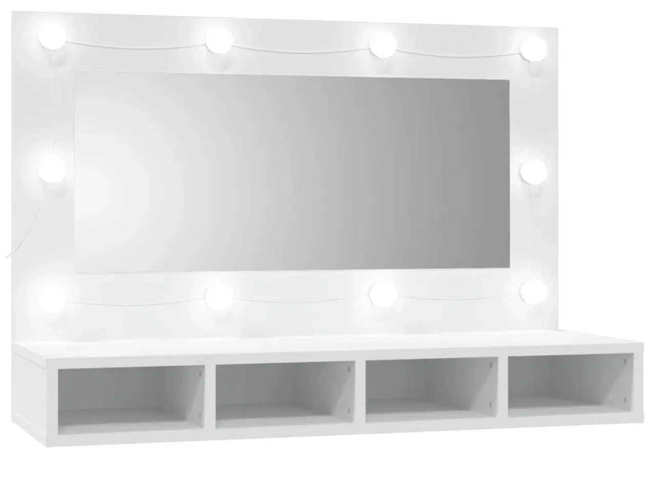 Billede 2 - Spejlskab med LED-lys 90x31,5x62 cm hvid