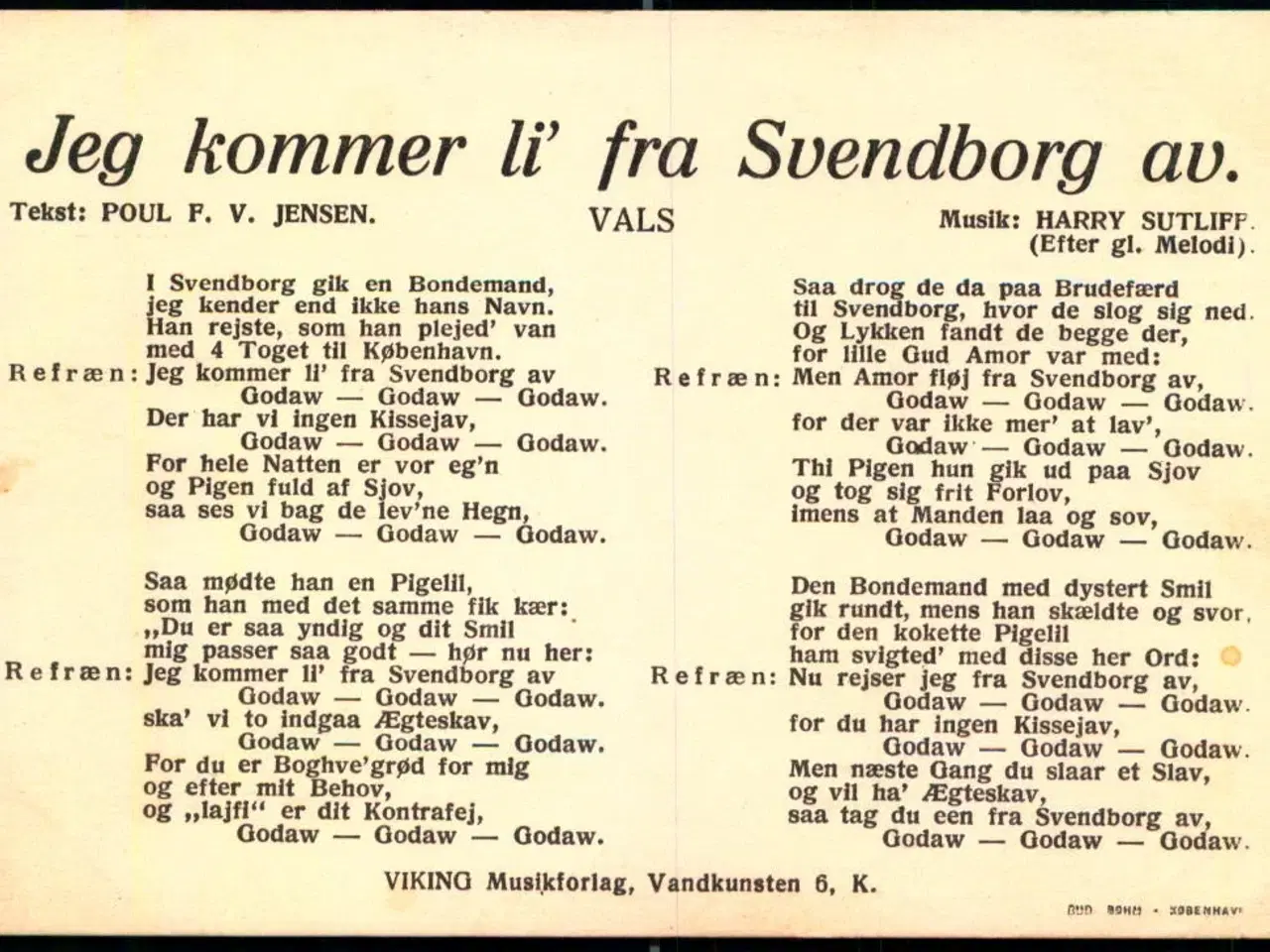 Billede 1 - Jeg kommer li` fra Svendborg Av. - Sangko 226 - Ubrugt