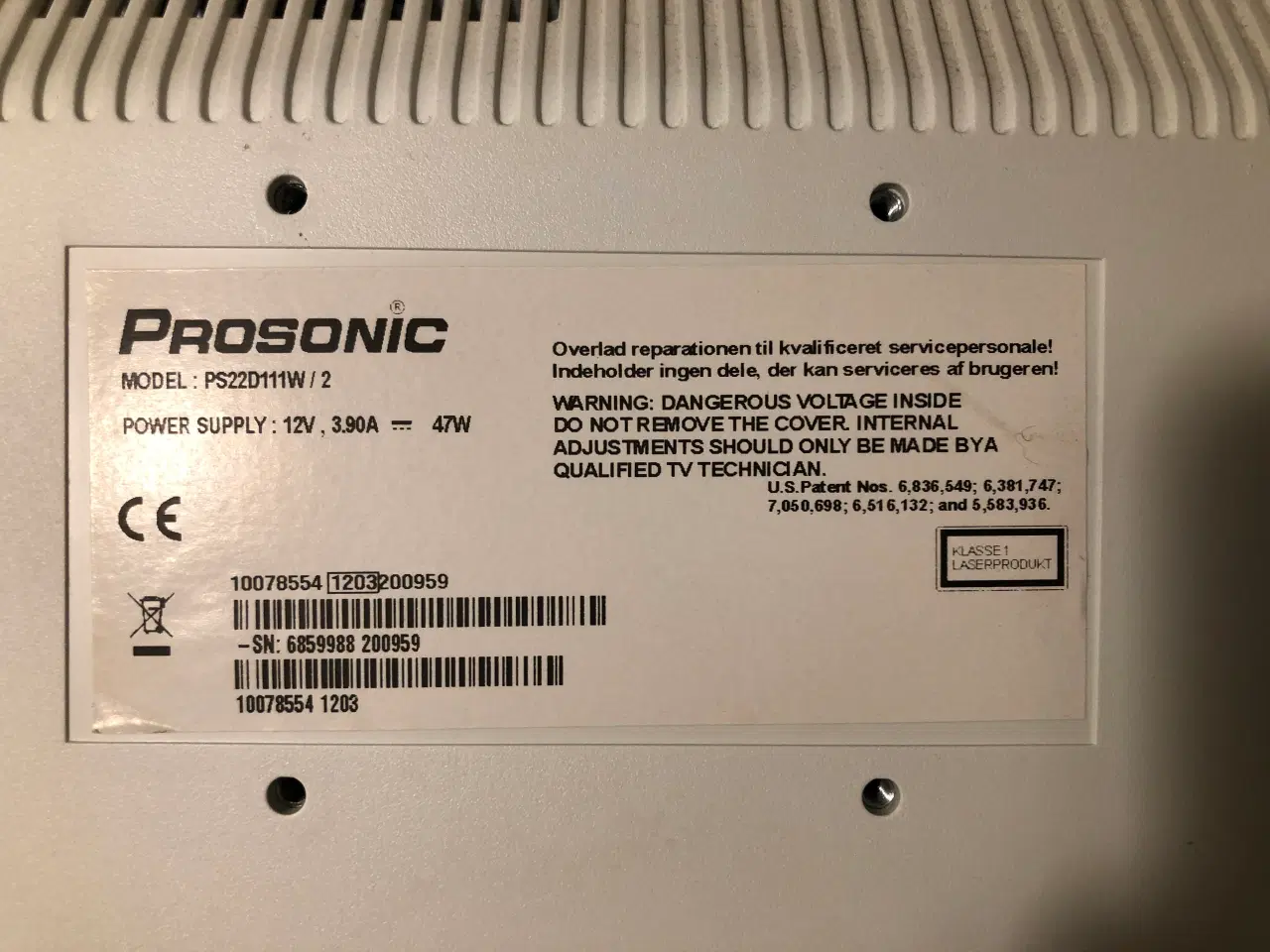 Billede 11 - 22 tommer LCD TV fra Prosonic med indbygget DVD af