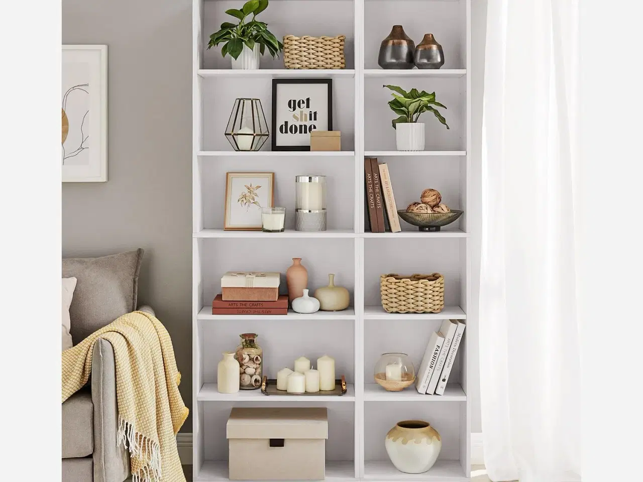 Billede 3 - Bogreol med 6 hylder skandinavisk, 40 × 24 × 178,5 cm, hvid