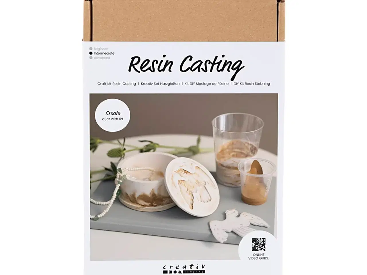 Billede 1 - DIY Kit Resin Støbning, Krukke med låg, beige, off white, 1 pk.