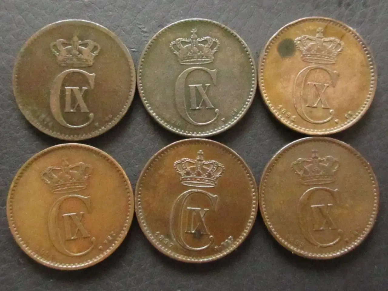 Billede 1 - 2 ører 1874-1899 Chr. IX 6 stk