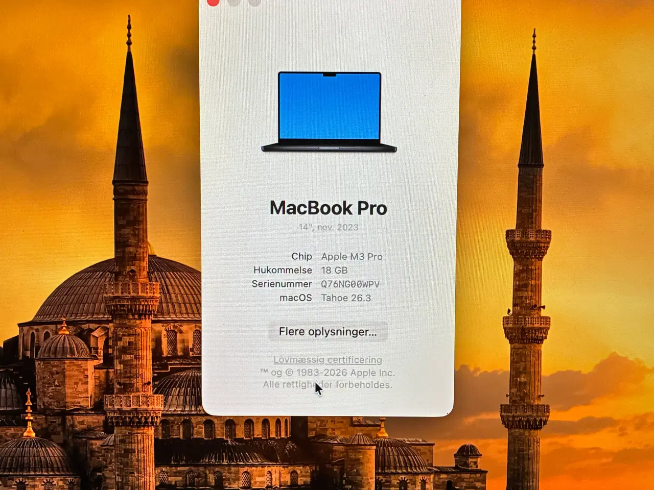 Billede 1 - Apple MacBook M3 Pro chip og 18 GB hukommelse. 512